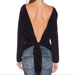 Merritt Charles Open Back Black 100% Silk Blouse